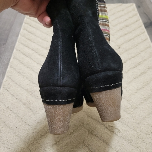 ERIC MICHAEL European Black Suede Wedge Ankle Boots, Chelsea boot style - Picture 6 of 10